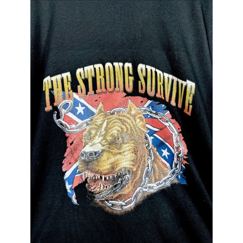 Glidan Men’s Dry Blend T-Shirt “The Strong Survive” Pit Bull American Shirt XXL - Picture 2 of 8